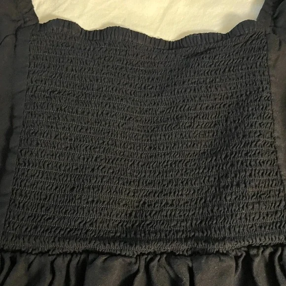 Womens Sz L Smocked Babydoll Top Dark Cottagecore Goth Bishop Sleeve - Picture 8 of 9